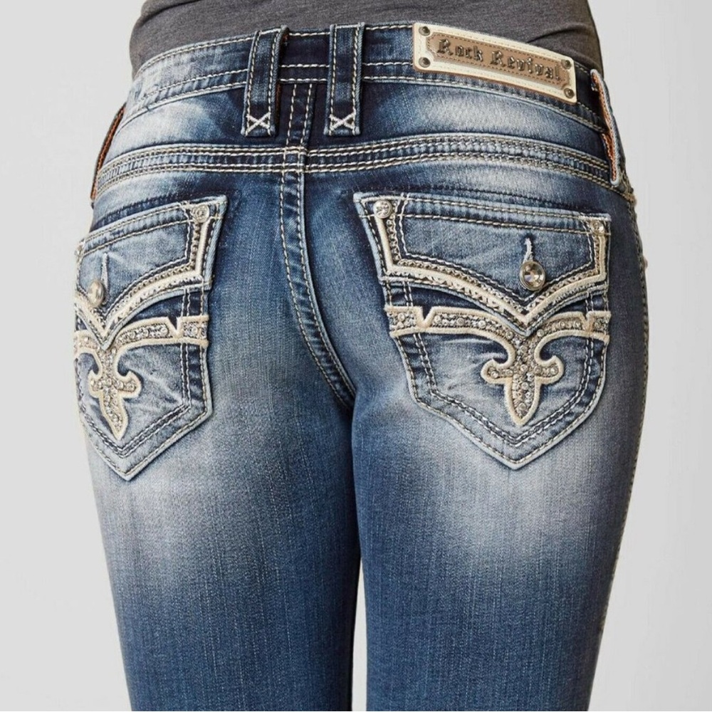 Rock Revival Effie Boot Stretch Jeans La Fleur Western Festival Rodeo Size 25